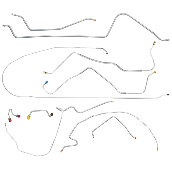 1971 Chevrolet GMC Truck 2wd Complete Power Disc Brake Line Kit 10pc, 3/4 ton, Leaf Rear, Longbed, OE Steel