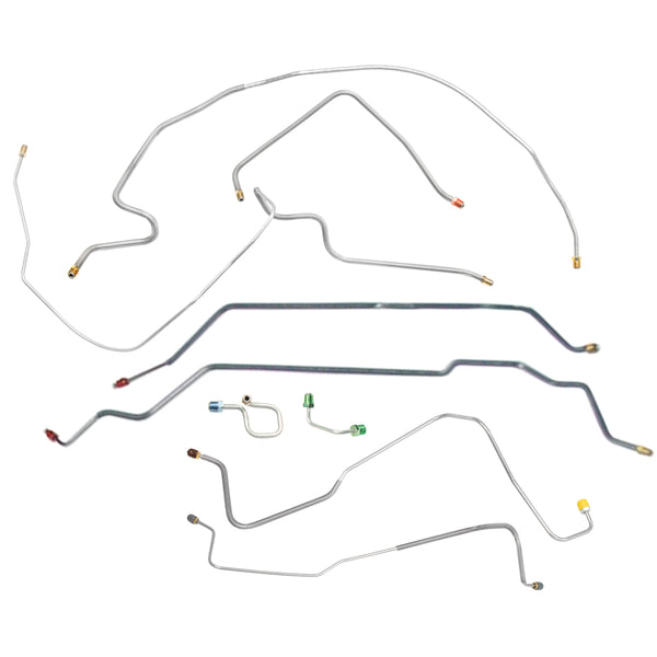 1972 Chevrolet GMC Truck 2WD 1/2-Ton Short Bed Leaf Rear Complete Manual Disc Brake Line Kit 11pc, OE Steel