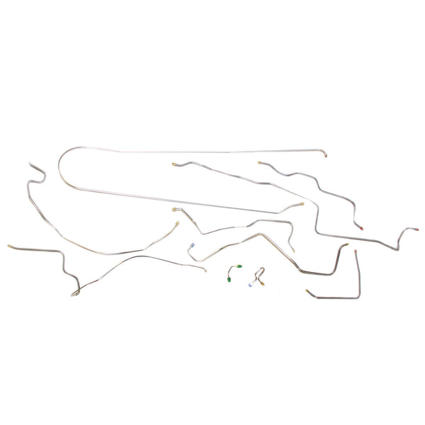 1972 Chevrolet GMC Truck 2wd Complete Manual Disc Brake Line Kit 10pc, 3/4 ton, Leaf Rear, Longbed, OE Steel