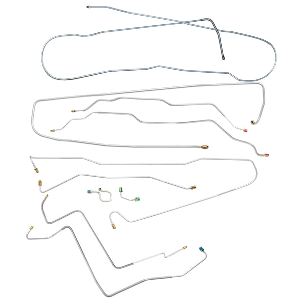1972 Chevrolet GMC Truck 4wd Power Disc Brake Line Kit 10pc, 1/2 ton, Shortbed, OE Steel
