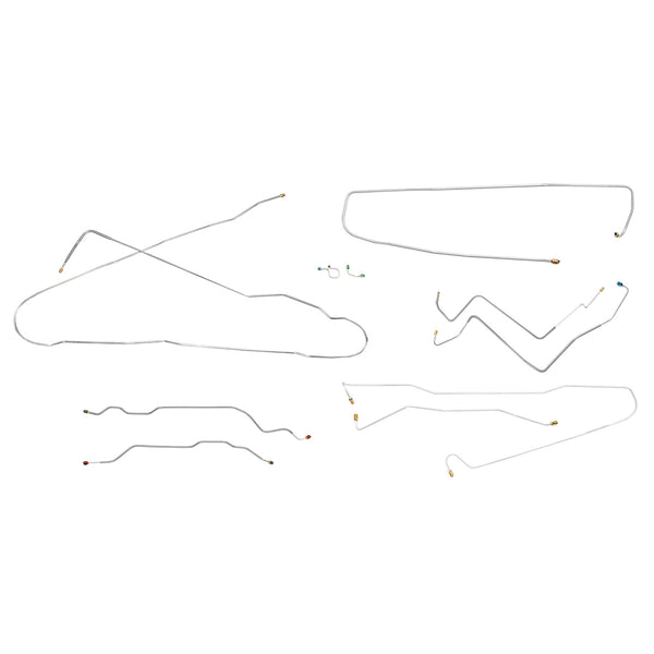 1972 Chevrolet GMC Truck 4wd Power Disc Brake Line Kit 10pc, 1/2 ton, Longbed, OE Steel
