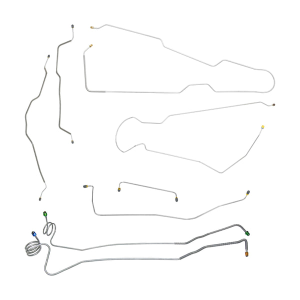 1973-80 Chevrolet GMC Truck 2wd Complete Power Disc Brake Line Kit 8pc, 3/4 ton, Short Bed, OE Steel