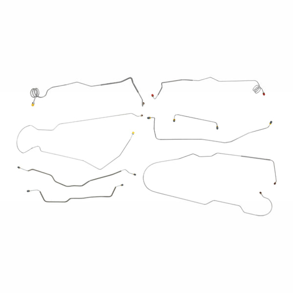 1973-80 Chevrolet GMC Truck 2wd Complete Manual Disc Brake Line Kit 8pc, 3/4 ton, Long Bed, OE Steel