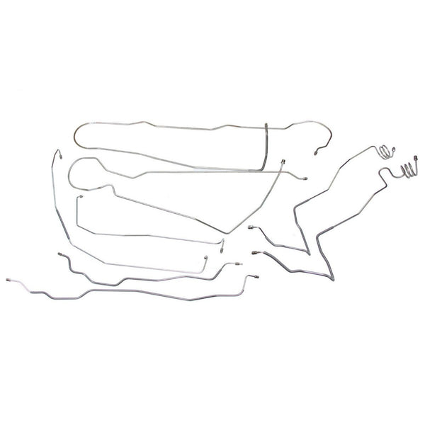 1973-80 Chevrolet GMC Truck 4WD 1/2-Ton Std. Cab Longbed Power Disc Complete Brake Line Kit 8pc, OE Steel