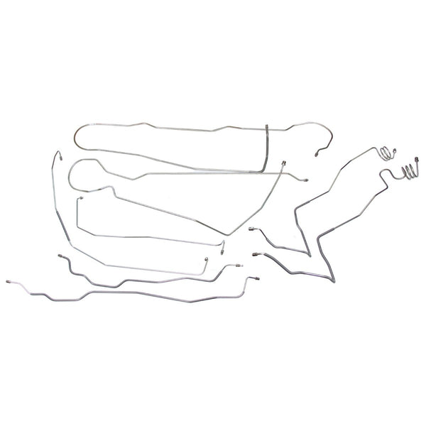 1973-80 Chevrolet GMC Truck 4WD 1/2-Ton Std. Cab Shortbed Power Disc Complete Brake Line Kit, 8pc, OE Steel