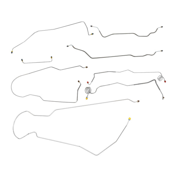 1973-80 Chevrolet GMC Suburban 2wd Complete Manual Disc Brake Line Kit 8pc, 1/2 ton, OE Steel