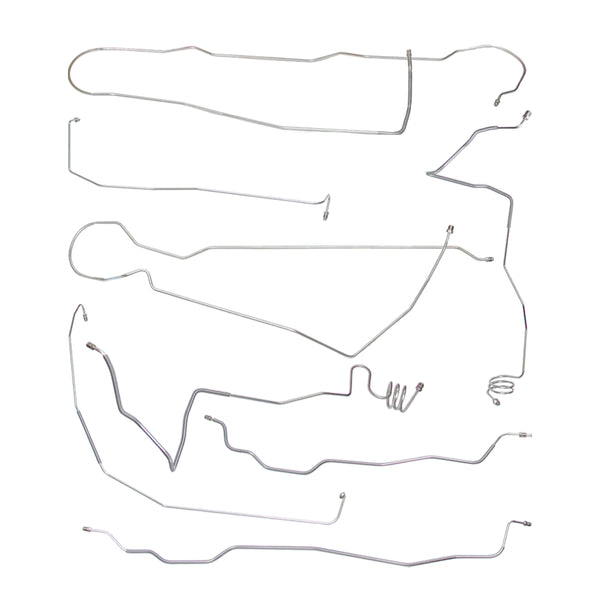 1973-80 Chevrolet Suburban 4WD 1/2-Ton Power Disc Brake Line Kit 8pc, OE Steel