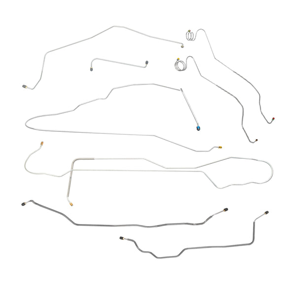 1981-87 Chevrolet GMC Truck 2wd Complete Manual Disc Brake Line Kit 8pc, 1/2 ton, Long Bed, OE Steel