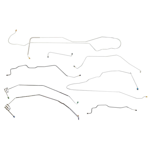 1981-87 Chevrolet GMC Truck 2WD 3/4-Ton Std. Cab  Longbed w/o Load Valve Power Disc Brake Line Kit 8pc, OE Steel