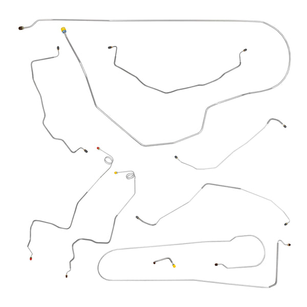 1981-92 Chevrolet/GMC Truck 4wd 3/4 Ton 4 Door Longbed Crew Cab Single Rear Wheels With Load Valve Power Disc Brake Line Kit 9pc, OE Steel
