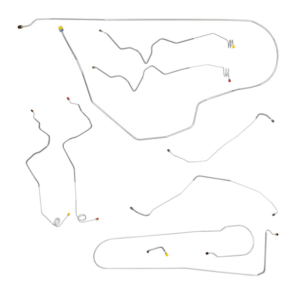1981-92 Chevrolet/GMC Truck 4WD 3/4-Ton Crew Cab Longbed Single Rear Wheels w/o Load Valve Power Disc Brake Line Kit 9pc, OE Steel