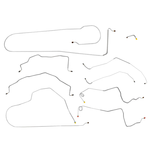 1981-92 Chevrolet GMC Truck 4WD 1-Ton Long Bed Crew Cab Single Rear Wheels w/Load Valve Complete Power Disc Brake Line Kit 9pc, OE Steel