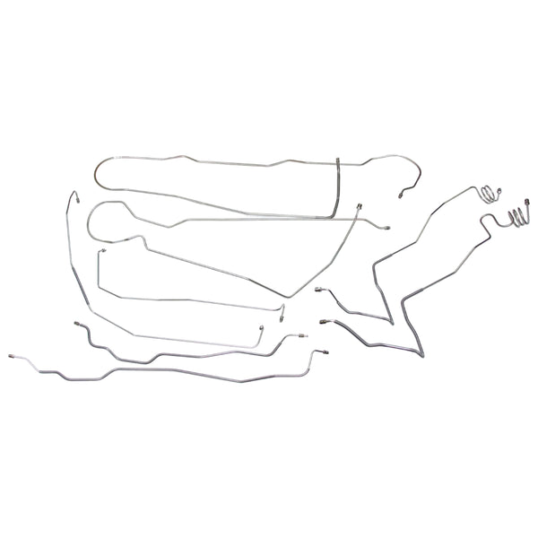 1981-87 Chevrolet GMC Truck 4WD 3/4-Ton Longbed w/o Load Valve Power Disc Brake Line Kit 8pc, OE Steel