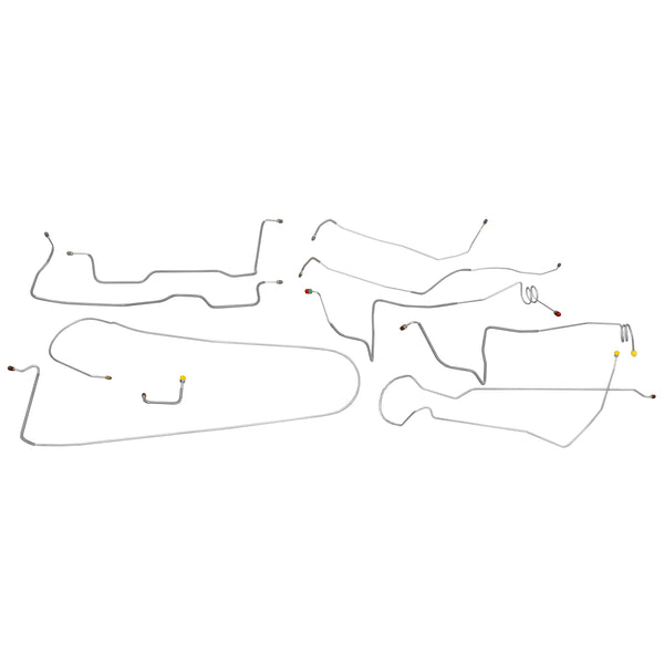 1981-87 Chevrolet GMC Truck 4WD 1-Ton Crew Cab Longbed w/Single Rear Wheels Power Disc Brake Line Kit 9pc, OE Steel