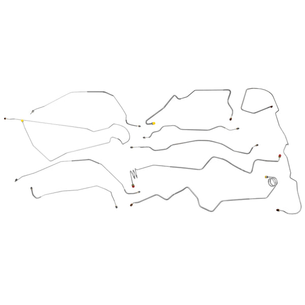 1981-87 Chevrolet GMC Truck 4WD 3/4-Ton Std. Cab Longbed (w/Load Valve) Power Disc Brake Line Kit 9pc, OE Steel