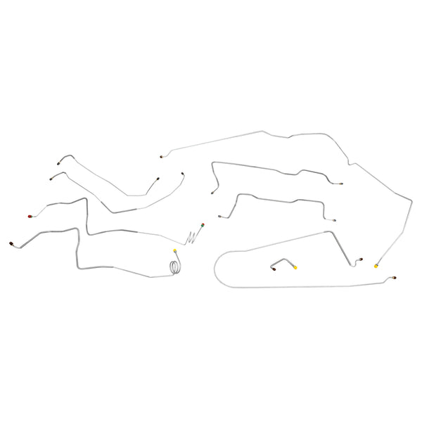 1981-87 Chevrolet GMC Truck 4WD One-Ton Std. Cab Longbed w/Single Rear Wheels w/Load Valve Power Disc Brake Line Kit 9pc, OE Steel