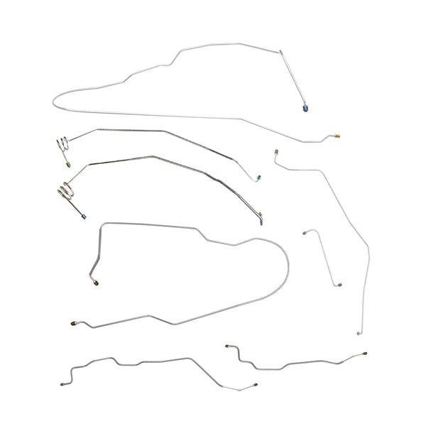1981-89 Chevrolet GMC Suburban 2wd 3/4 ton Complete Power Disc Brake Line Kit 8pc, OE Steel