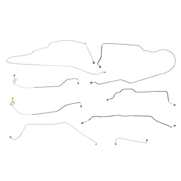 1981-89 Chevrolet Suburban 2wd 1/2 ton Complete Power Disc Brake Line Kit 8pc, OE Steel