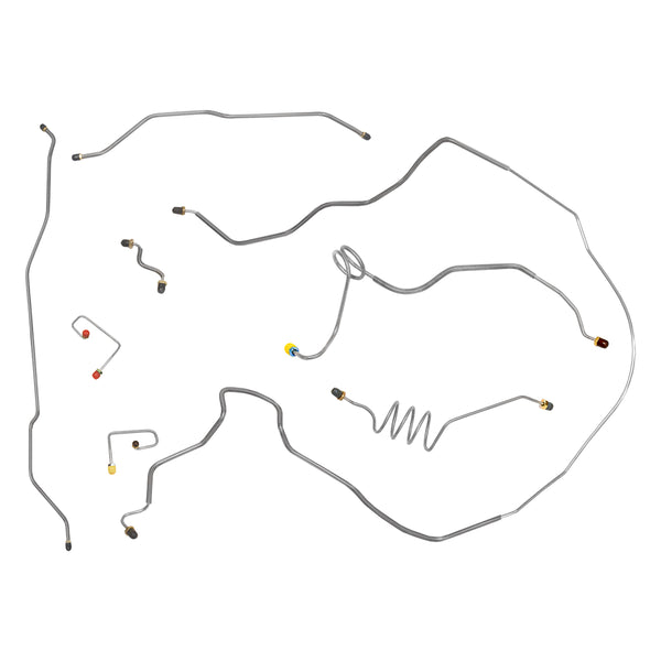 1982-88 Chevrolet GMC S10 S15 4WD Std. Cab Longbed Ext. Cab Shortbed Power Disc Brake Line Kit 8pc, OE Steel
