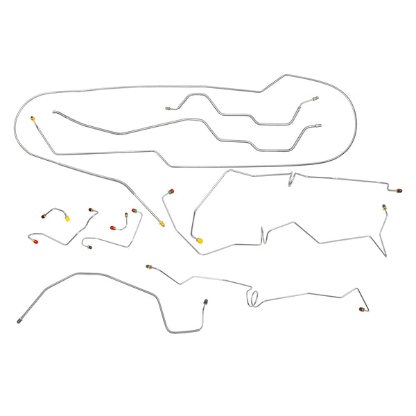 1994-Early 1996 Chevrolet GMC S-10 Sonoma 2WD Ext. Cab Short Bed (Top of ABS) Power Disc Brake Line 9pc, OE Steel