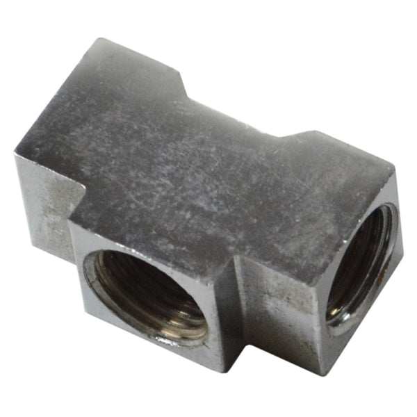 Inverted Flare Chrome Tee 1/2"-20 Female Thread All Sides for 5/16" Tube 1pc