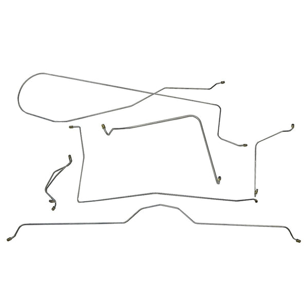 1963-64 Chevrolet Corvette Manual Drum Brake Line Kit 7pc, OE Steel