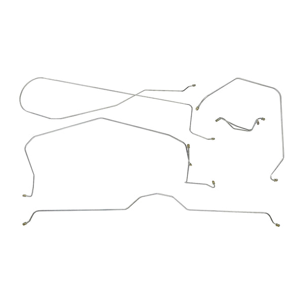 1963-64 Chevrolet Corvette Power Drum Brake Line Kit 7pc, OE Steel