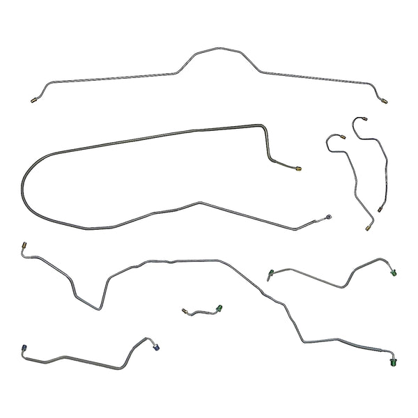 1970-73 Chevrolet Corvette Manual Brake Complete Brake Line Kit 8pc, OE Steel