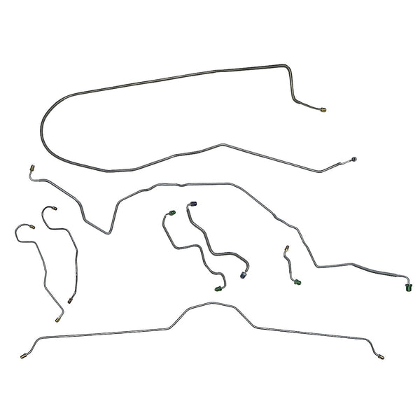 1970-73 Chevrolet Corvette Power Brake Complete Brake Line Kit 8pc, OE Steel