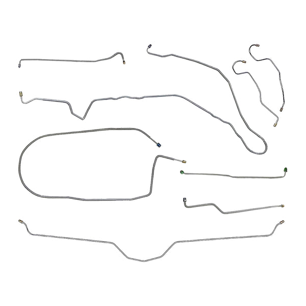 1975-82 Chevrolet Corvette Manual Disc Complete Brake Line Kit 8pc, OE Steel