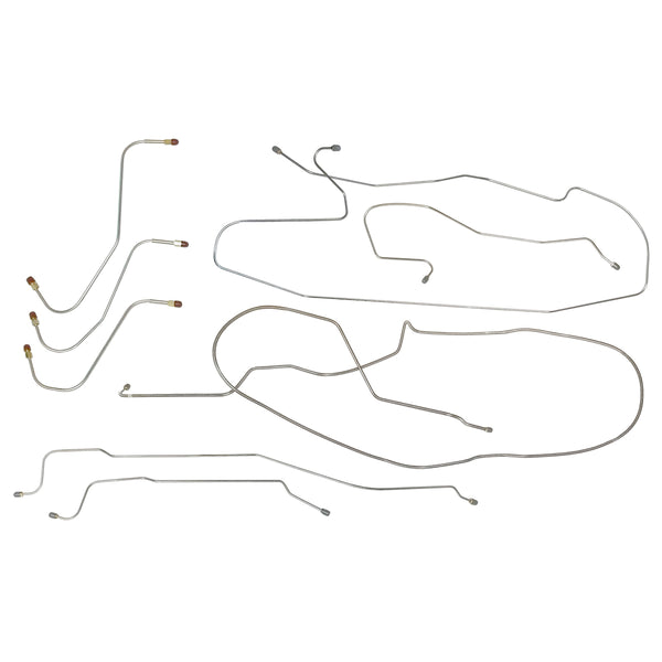 1965-66 Mopar C-Body 121" WB Power Drum Complete Brake Line Kit, 6pc, OE Steel