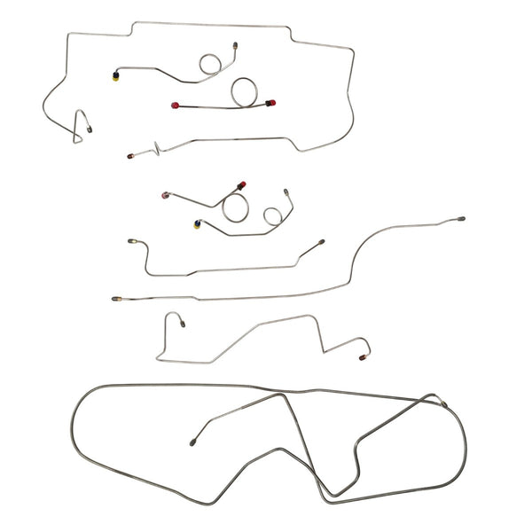 1967 Chrysler Newport/New Yorker/300 Power Drum Complete Brake Line Kit 7pc, OE Steel