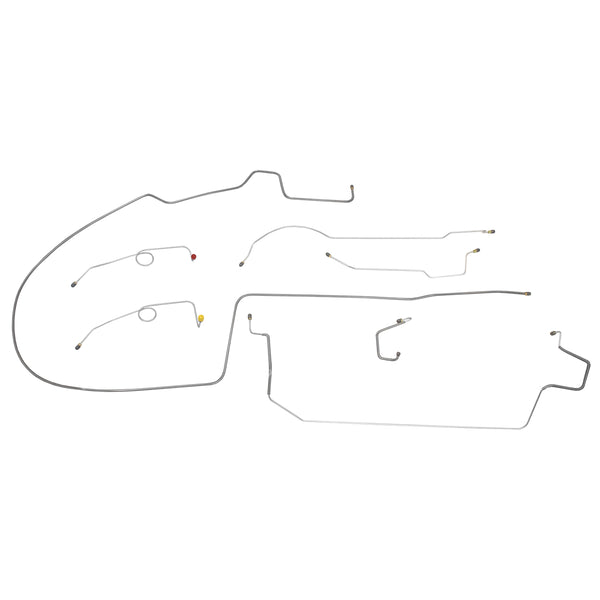 1966 Dodge B-Body Straight Right Front, 8 3/4 Rear Dual M/C Conversion Brake Line Kit 7pc, OE Steel