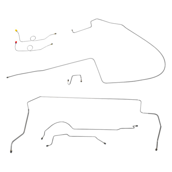 1966 Dodge B-Body Hump Right Front, 8 3/4 Rear Dual M/C Conversion Brake Line Kit 7pc, OE Steel