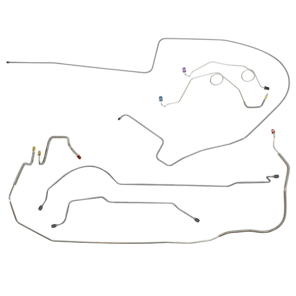 1967 Dodge Coronet/Charger Straight Right Front, 8 3/4 Rear Manual Drum Brake Line Kit 7pc, OE Steel
