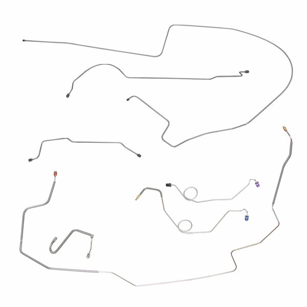 1967 Dodge Coronet/Charger w/Hump Right Front, 8 3/4 Rear Power Drum Brake Line Kit 7pc, OE Steel