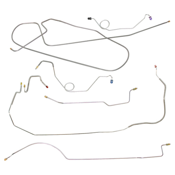 1967 Dodge Coronet Charger w/ Straight Right Front, Dana 60 Rear Axle, Power Drum Brake Line Kit 7pc, OE Steel