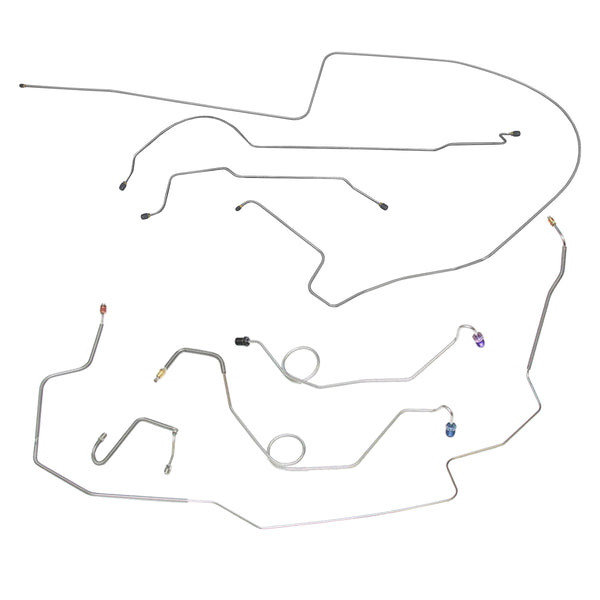 1967 Dodge Coronet/Charger w/Hump Right Front, 8 3/4 Rear Power Disc Brake Line Kit 7pc, OE Steel