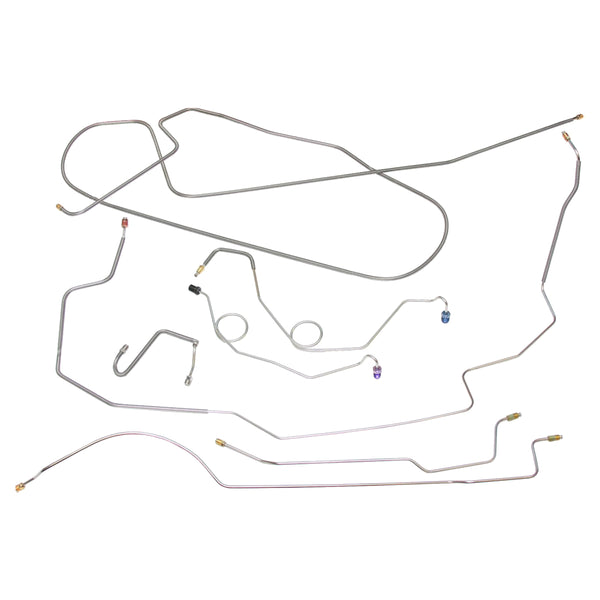 1967 Dodge Coronet/Charger w/Straight Right Front, 8 3/4 Rear Manual Disc Brake Line Kit 7pc, OE Steel