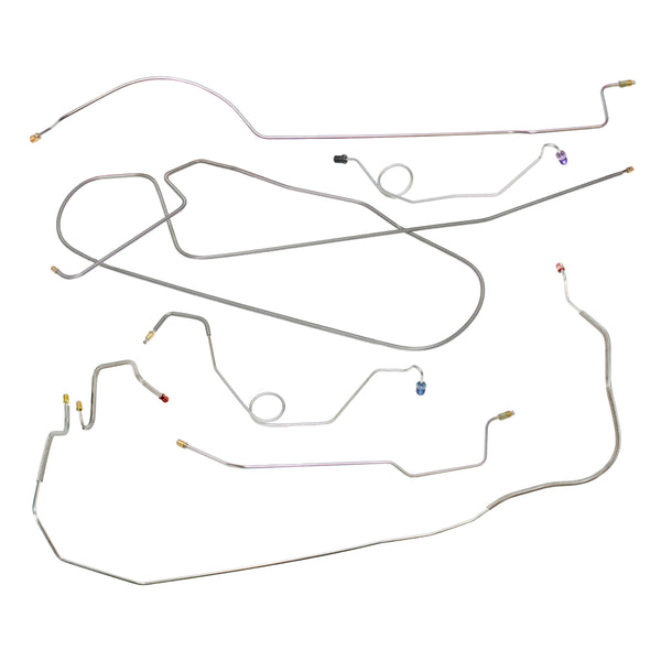 1967 Dodge Coronet Charger, 426CID "Hemi", Straight Right Front, Dana 60 Rear Axle Power Disc Brake Line Kit 7pc, OE Steel