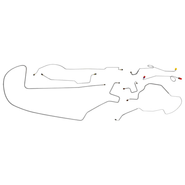 1968-69 Dodge Coronet Charger 8-3/4 Rear Axle Power Drum Brake Line Kit 7pc, OE Steel