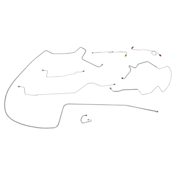 1968-69 Dodge B-Body, Dana 60 Rear Axle, Power Drum Brake Line Kit 7pc, OE Steel