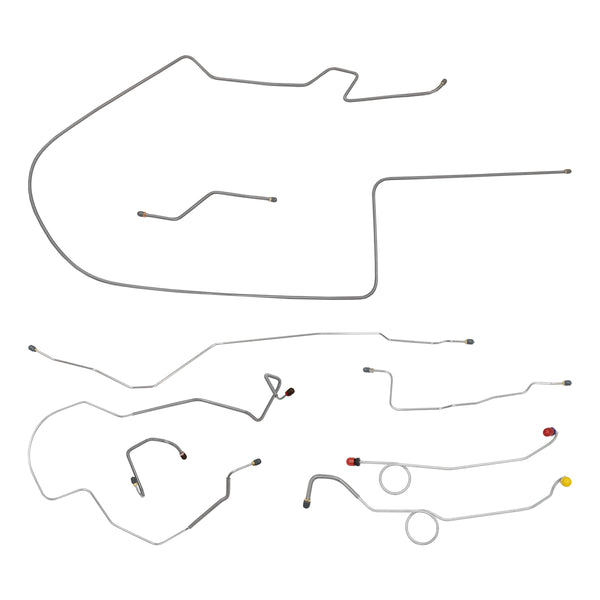 1968-69 Dodge B-Body, Right-Port Master, Two Piece F to R, Dana 60 Rear Axle, Power Disc Brake Line Kit 8pc, OE Steel