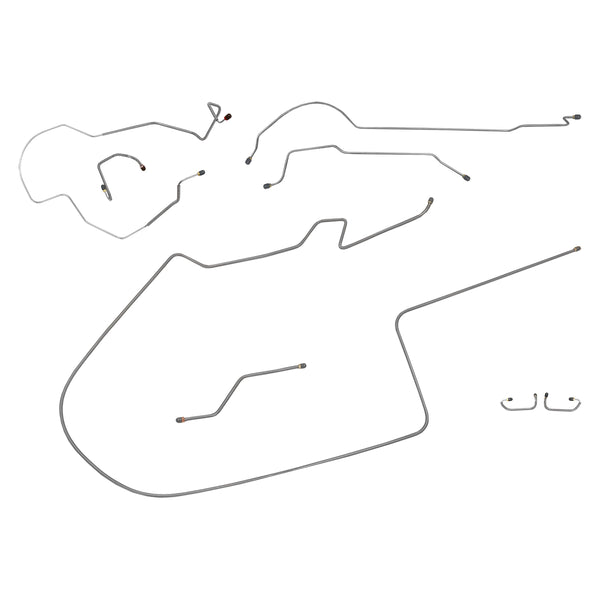 1968-69 Dodge Coronet Charger Hemi Left Port Master 2pc Front To Rear 8-3/4 Complete Power Disc Brake Line Kit 8pc OE Steel