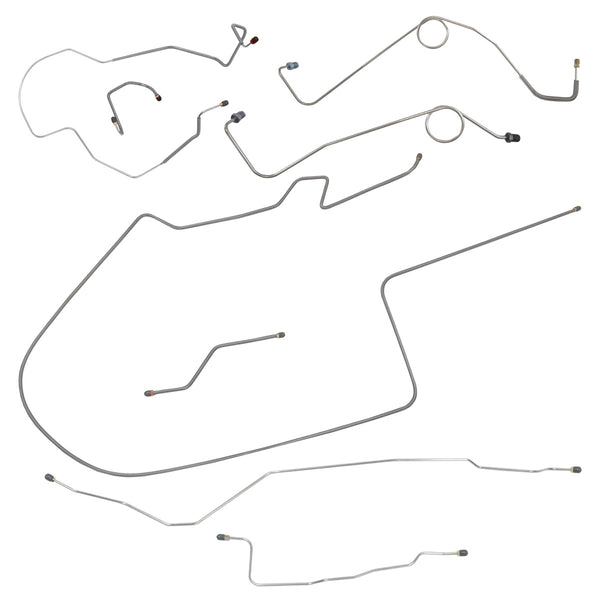 1968-69 Dodge Coronet Charger Hemi Left Port Master 2pc Front To Rear Dana Complete Power Disc Brake Line Kit 8pc OE Steel