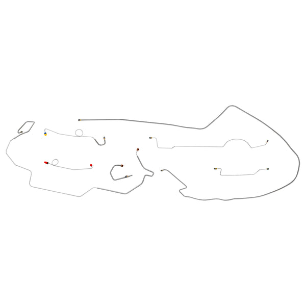 1970 Dodge Coronet Charger Left Port Master 1pc F to R Power Drum Brake Line Kit 7pc, OE Steel