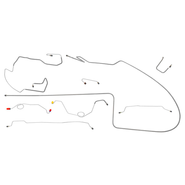 1970 Dodge Coronet Charger Power Disc Brake Line Kit 7pc, Dana Axle 1pc Front to Rear Left Port Master Cylinder, OE Steel