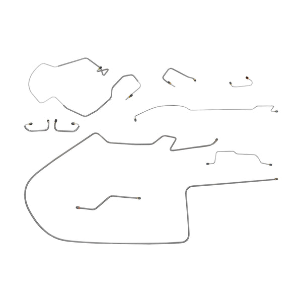 1970 Dodge B-Body/Coronet/Charger 426CID "Hemi" w/Left-Port M/C, Two-Piece F to R, 8-3/4" Rear Power Disc Brake Line Kit 9pc, OE Steel