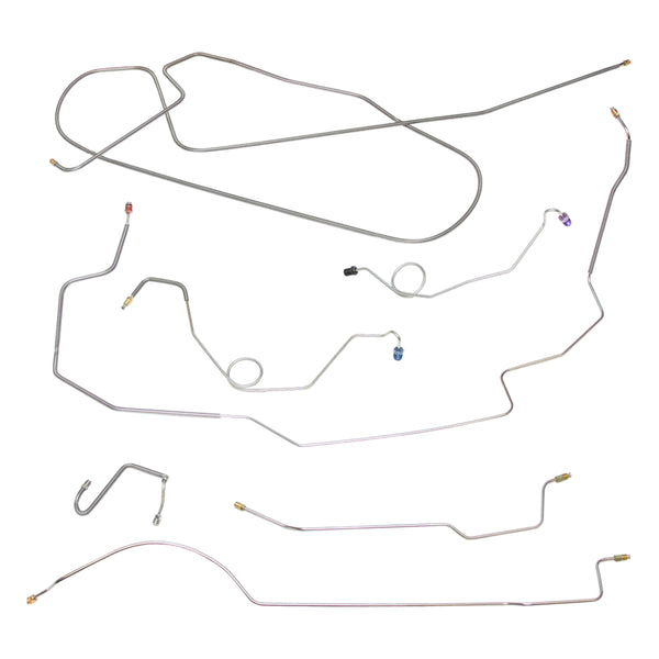 1972 Dodge Charger Complete Power Drum Brake Line Kit 7pc, OE Steel