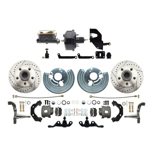 1962-72 Mopar A-Body Complete Disc Brake Conversion Kit 5X4.5 Bolt Pattern Cross Drilled And Slotted Rotors